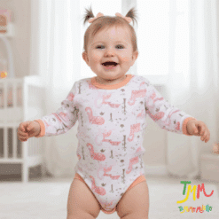 Body manga larga dino rosa