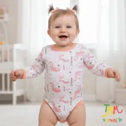 Body manga larga dino rosa