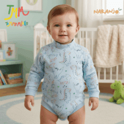 Body Dino Naranjo Celeste  1/2 Polera