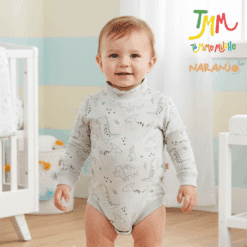 Body Dino Naranjo Gris 1/2 Polera