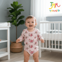 Body manga larga Rosas Fondo Rosa