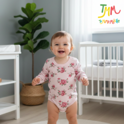 Body manga larga Rosas Fondo Rosa