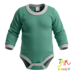 Body Manga Larga Liso Verde con Gris