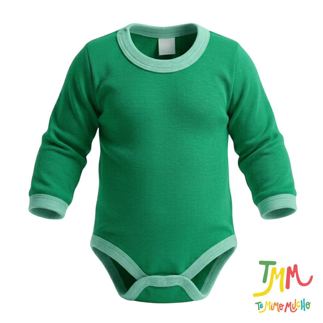Body Manga Larga Liso Verde
