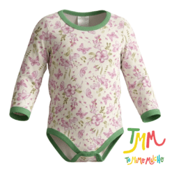 Body Manga Larga Flores con Verde