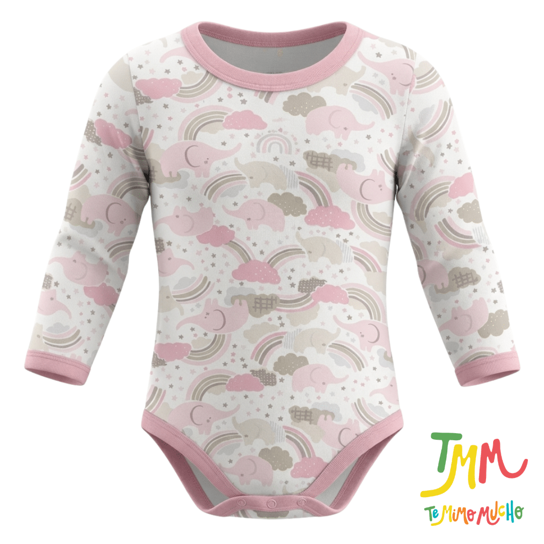 Body Manga Larga Arcoiris Rosa