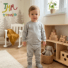 Conjunto de Buzo y Babucha Lanilla Gris