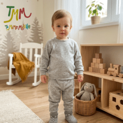 Conjunto de Buzo y Babucha Lanilla Gris