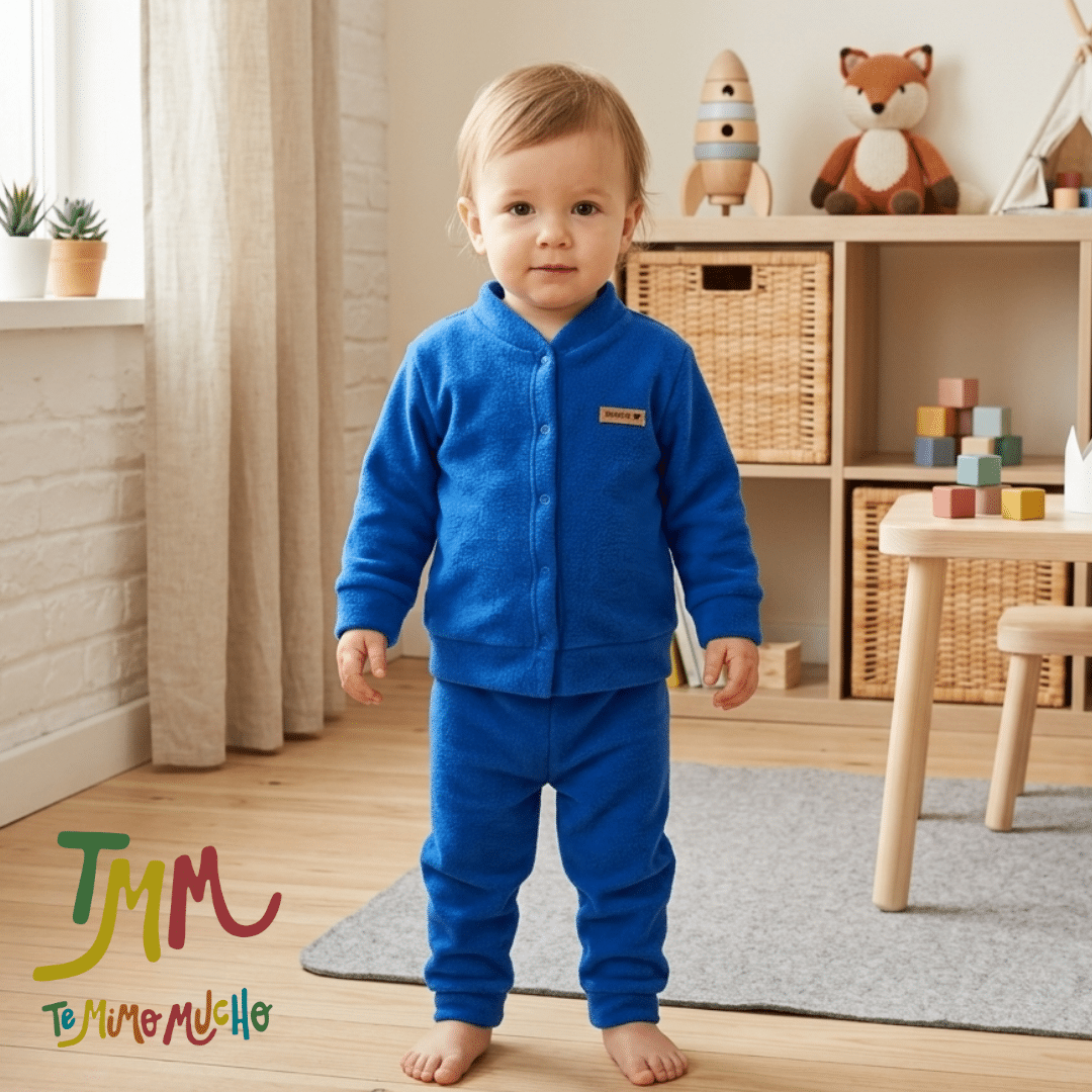 Conjunto polar saquito y babucha azul