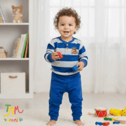 Conjunto de FRIZA rayado azul y gris