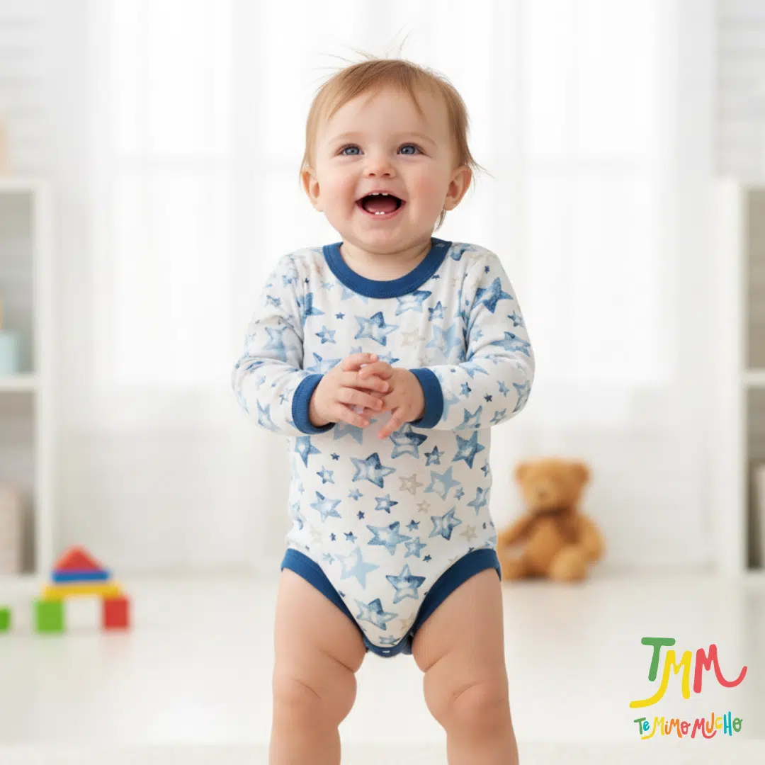 Body manga larga estrellas azul