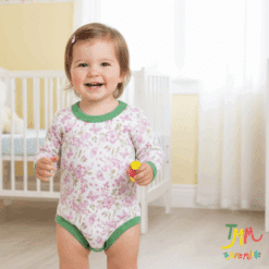 Body manga larga flores con verde