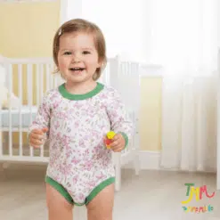 Body Manga Larga Flores con Verde