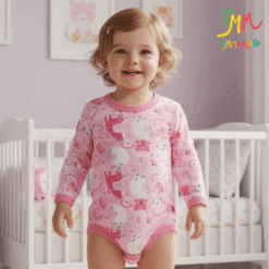 Body manga larga gatitos fondo rosa