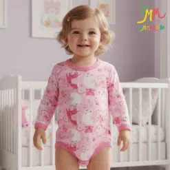 Body manga larga gatitos fondo rosa