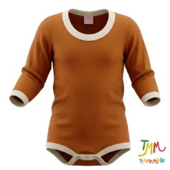 Body Manga Larga Liso Marron con Gris