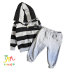 Conjunto de FRIZA rayado negro y gris con capucha