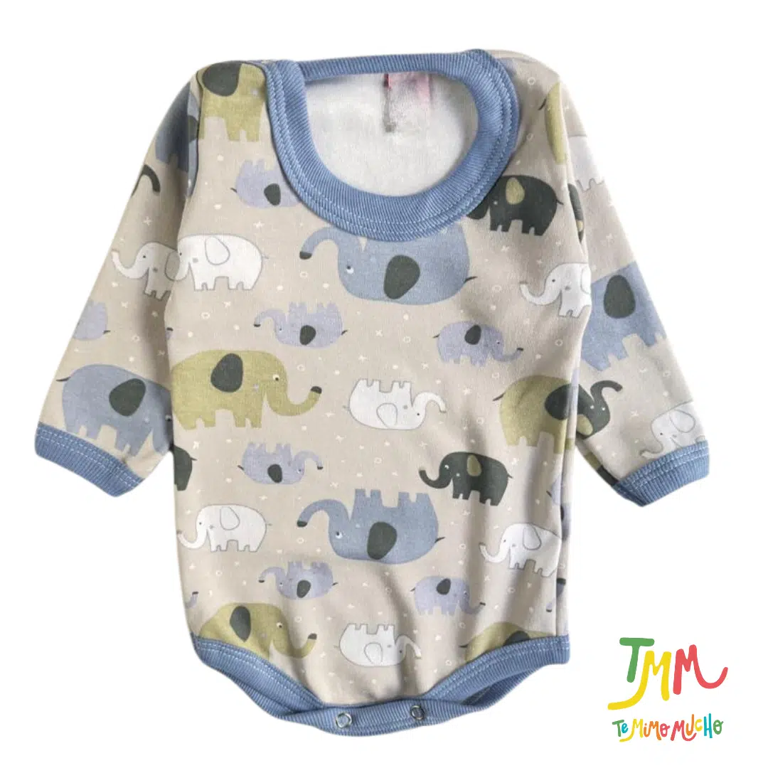 Body manga larga elefanto fondo gris