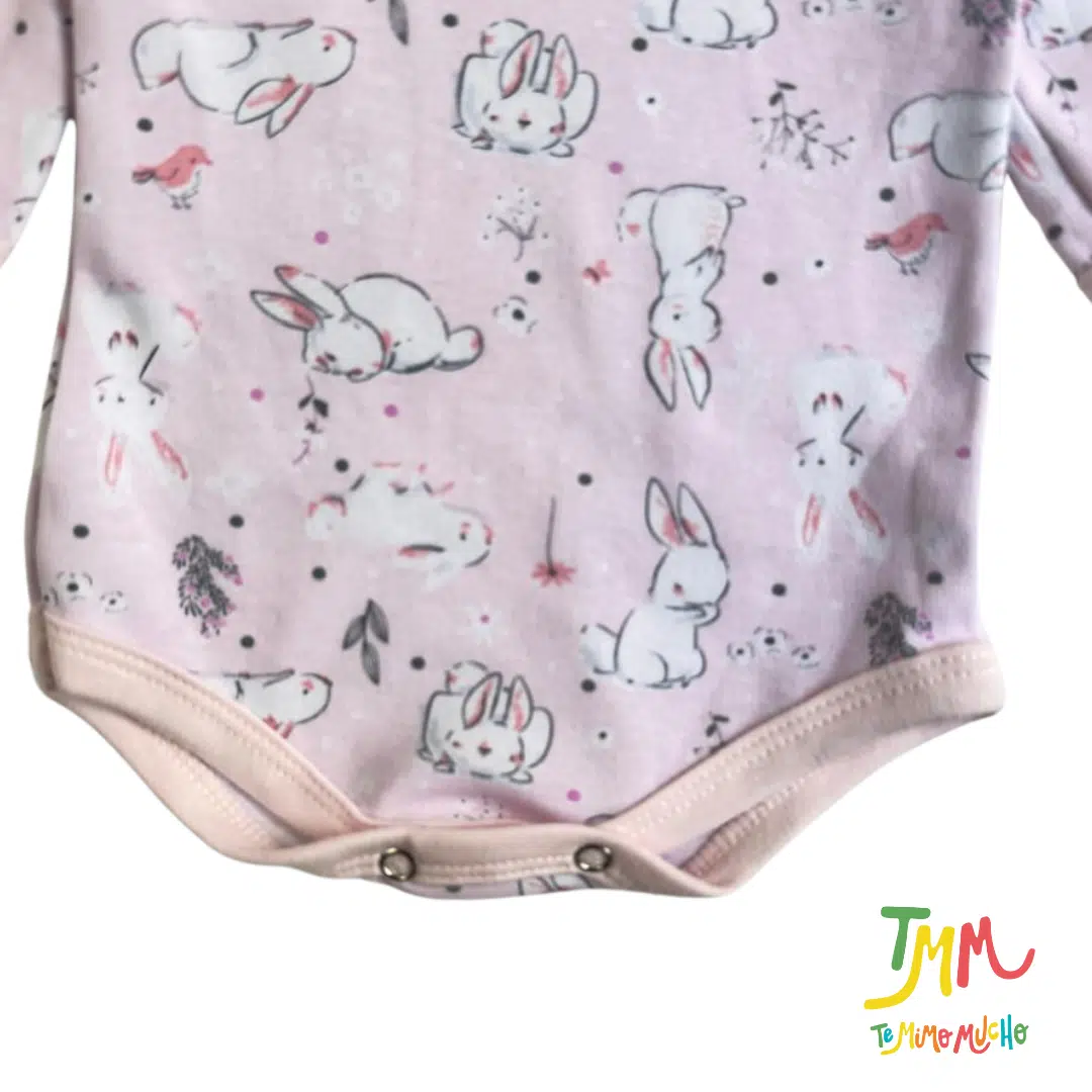 Body Manga Larga Conejito Rosa - Image 3