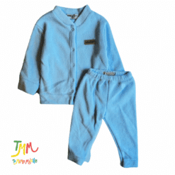 Conjunto polar saquito y babucha celeste - Imagen 2