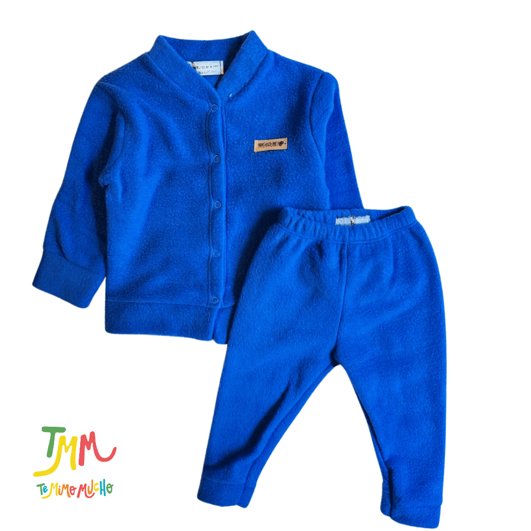 Conjunto polar saquito y babucha azul - Imagen 2