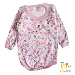 Body manga larga flores rosa fondo rosa