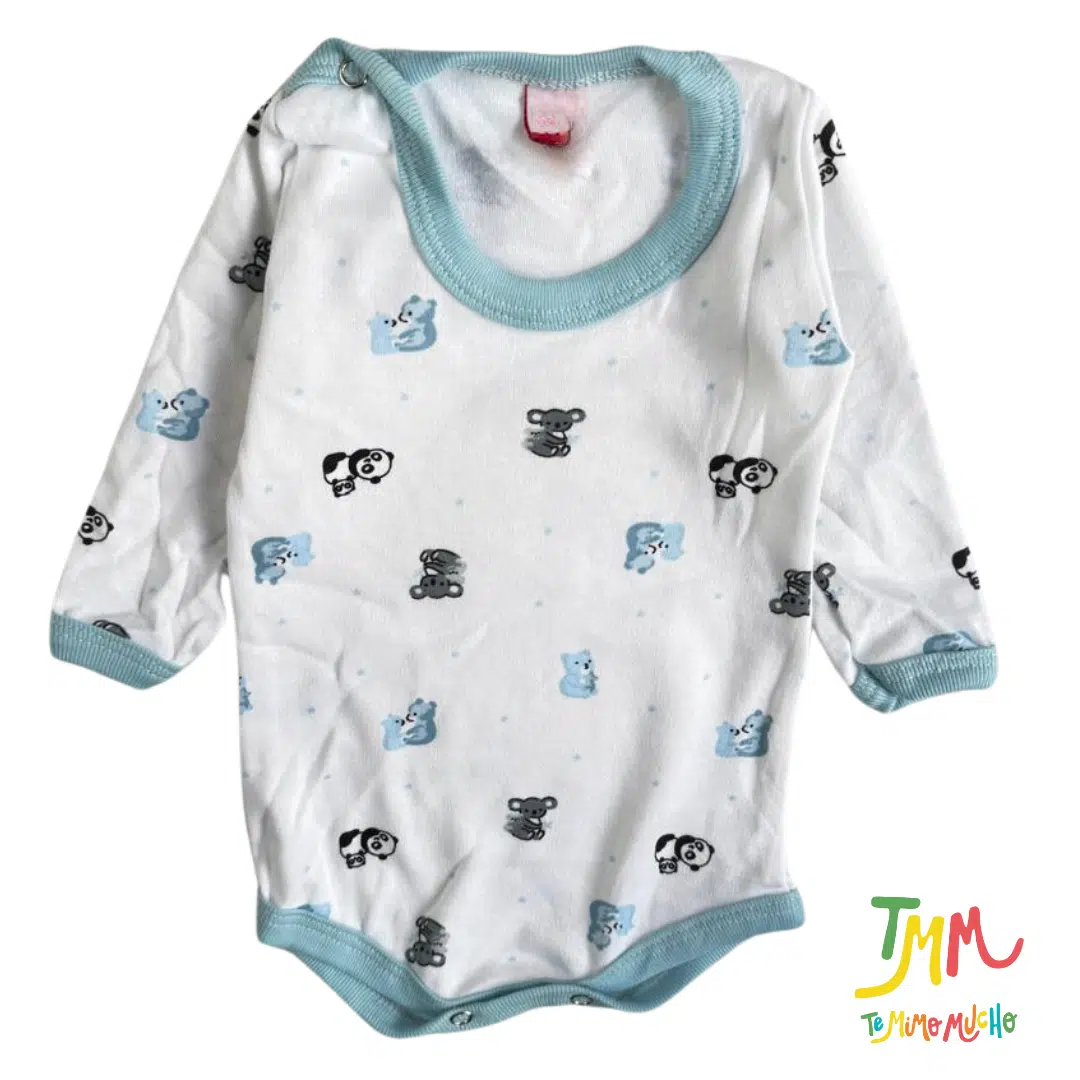 Body manga larga ositos chiquitos azul