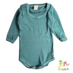 Body manga larga liso verde oscuro