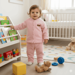 Conjunto polar saquito y babucha rosa