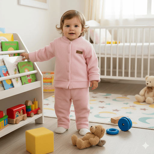 Conjunto polar saquito y babucha rosa