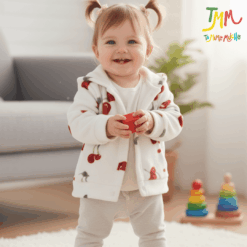 Campera plush con capucha cereza