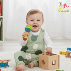 Conjunto frizado  Jardinero y body verde