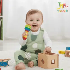 Conjunto frizado  Jardinero y body verde