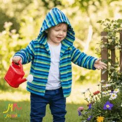 Campera plush con capucha combinada verde