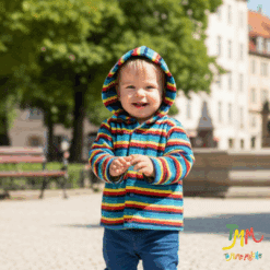 Campera plush con capucha combinada roja