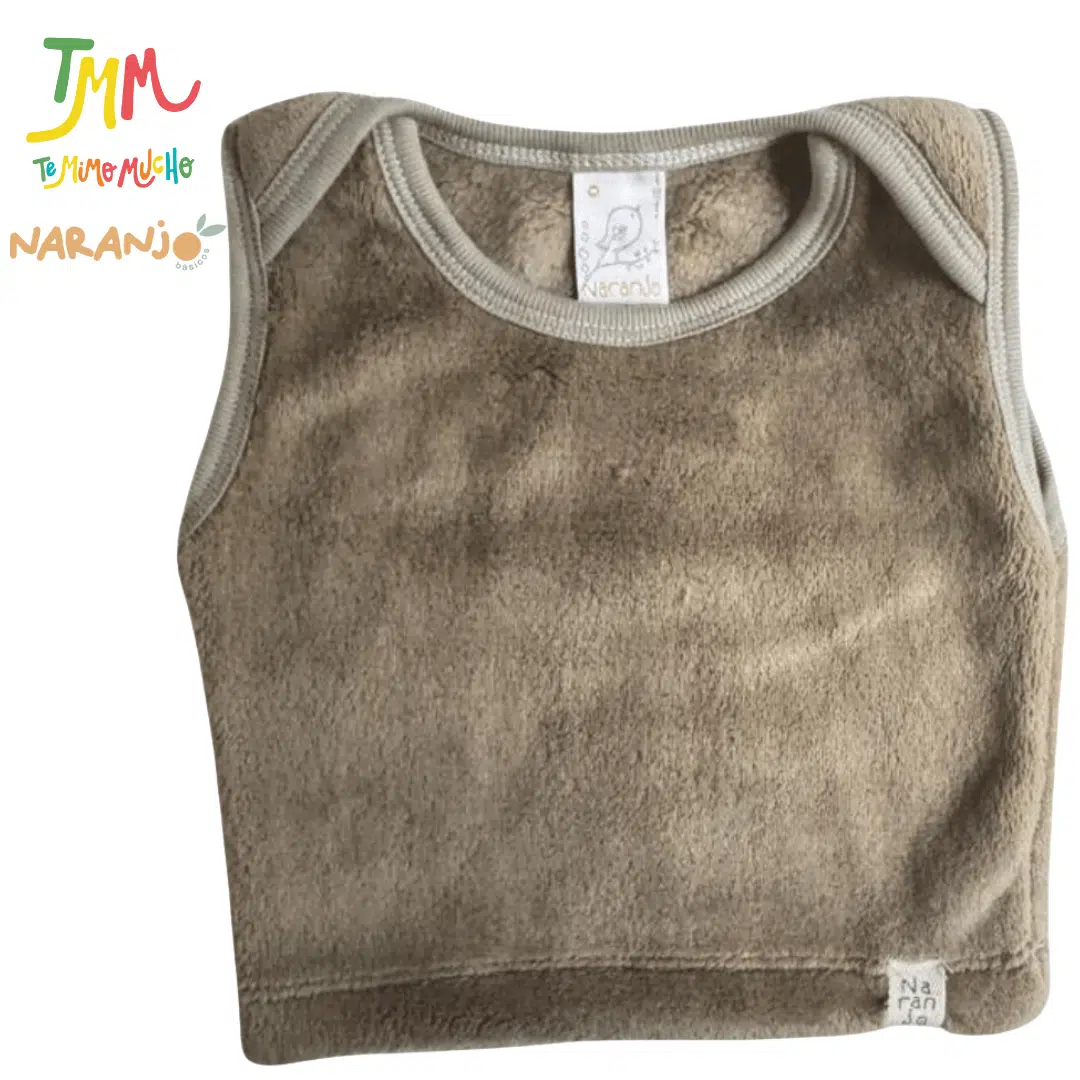 Chaleco Marron Claro/ Oscuro cuello americano Polar Naranjo - Image 2