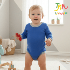 Body Manga Larga Liso Azul y Gris