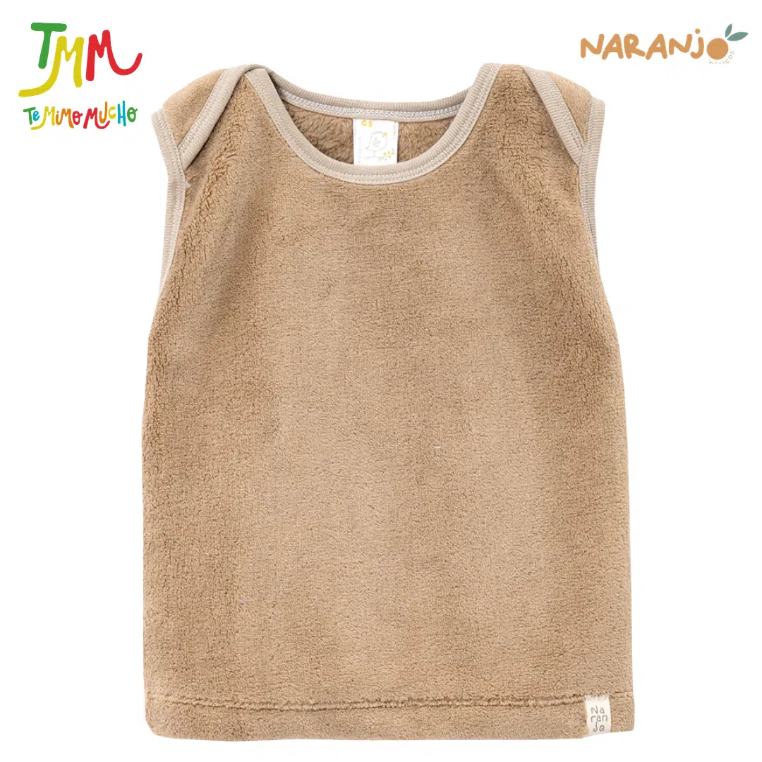 Chaleco Marron Claro/ Oscuro cuello americano Polar Naranjo - Image 5