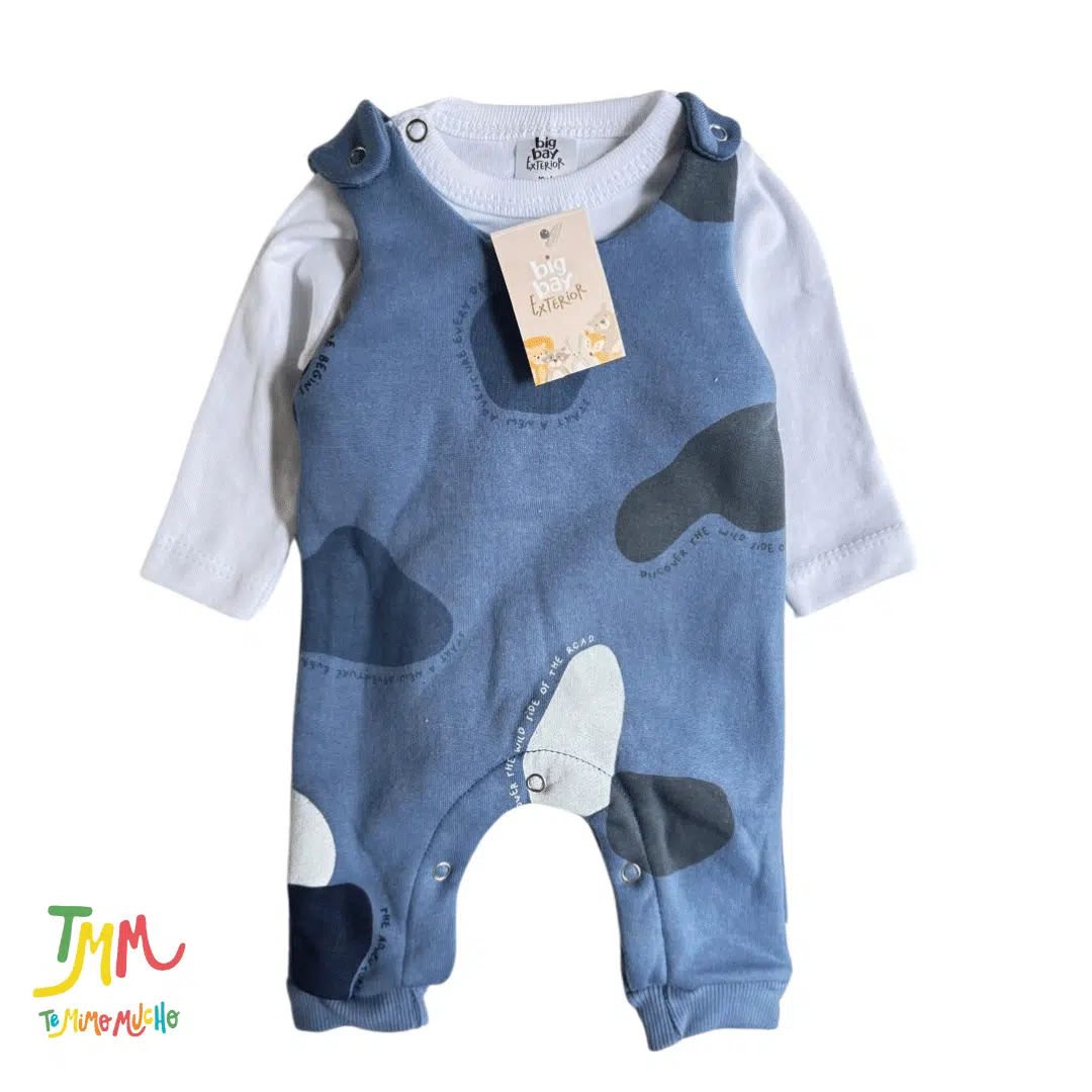 Conjunto frizado  Jardinero y body azul - Image 2