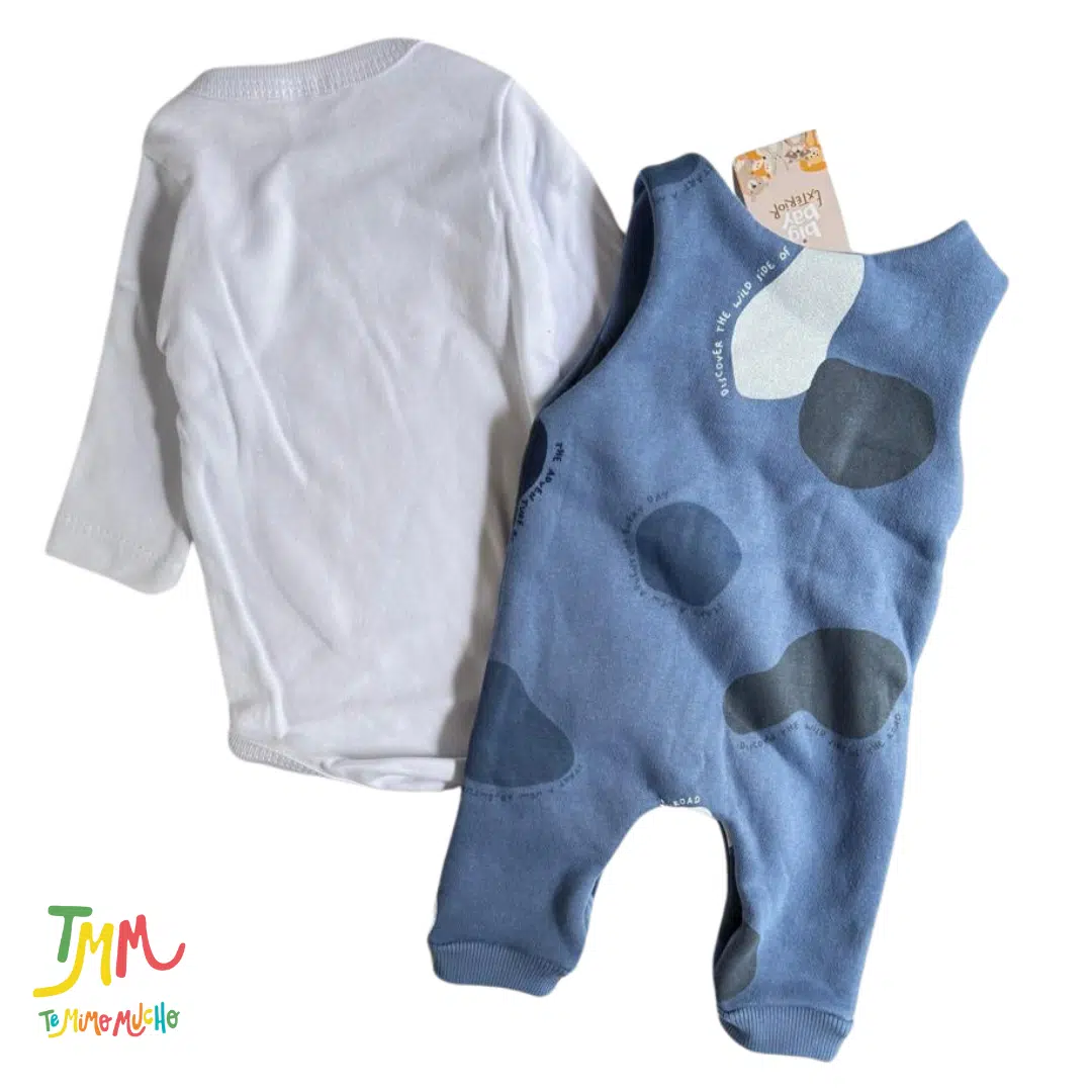 Conjunto frizado  Jardinero y body azul - Image 6