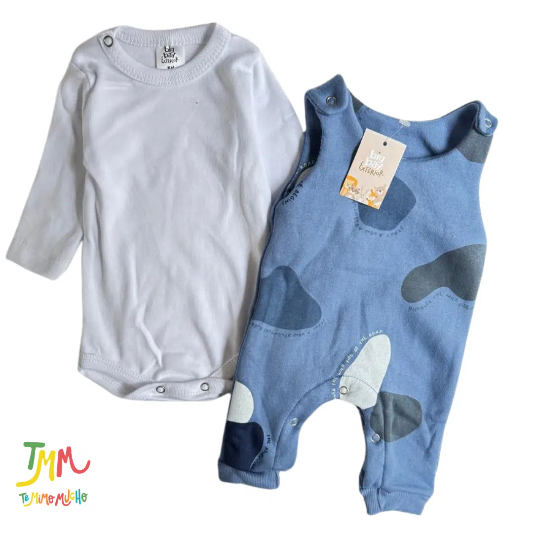 Conjunto frizado  Jardinero y body azul - Image 4