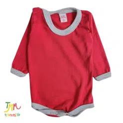 Body manga larga liso rojo y gris
