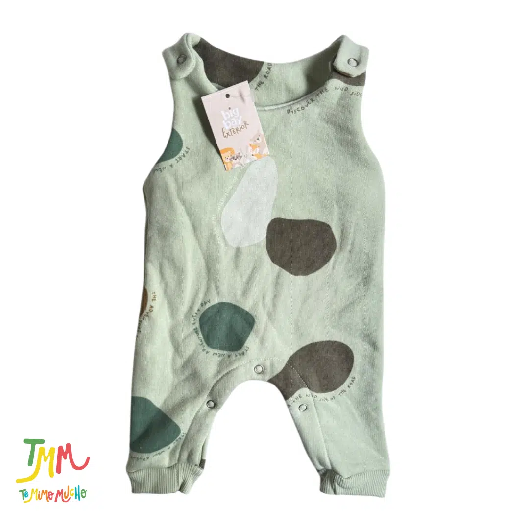 Conjunto frizado  Jardinero y body verde - Image 3