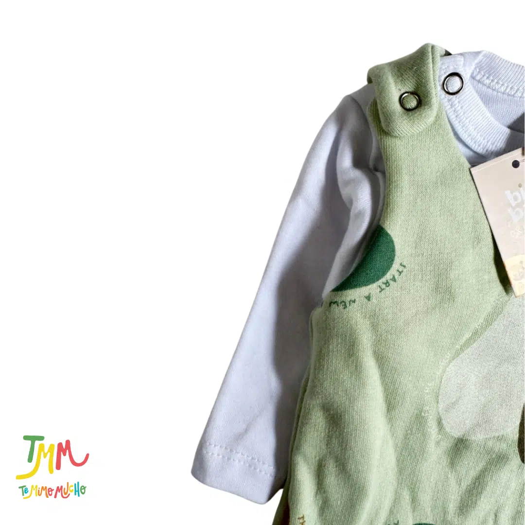 Conjunto frizado  Jardinero y body verde - Image 5