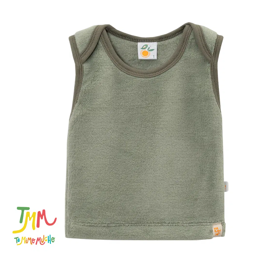 Chaleco verde cuello americano polar Naranjo