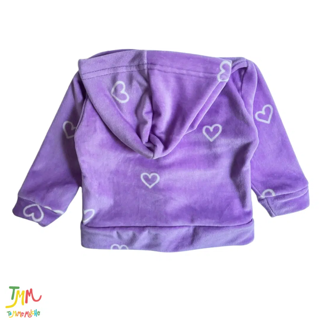 Campera plush con capucha corazon lila - Image 4