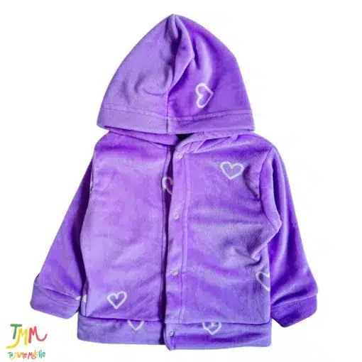Campera plush con capucha corazon lila - Image 2
