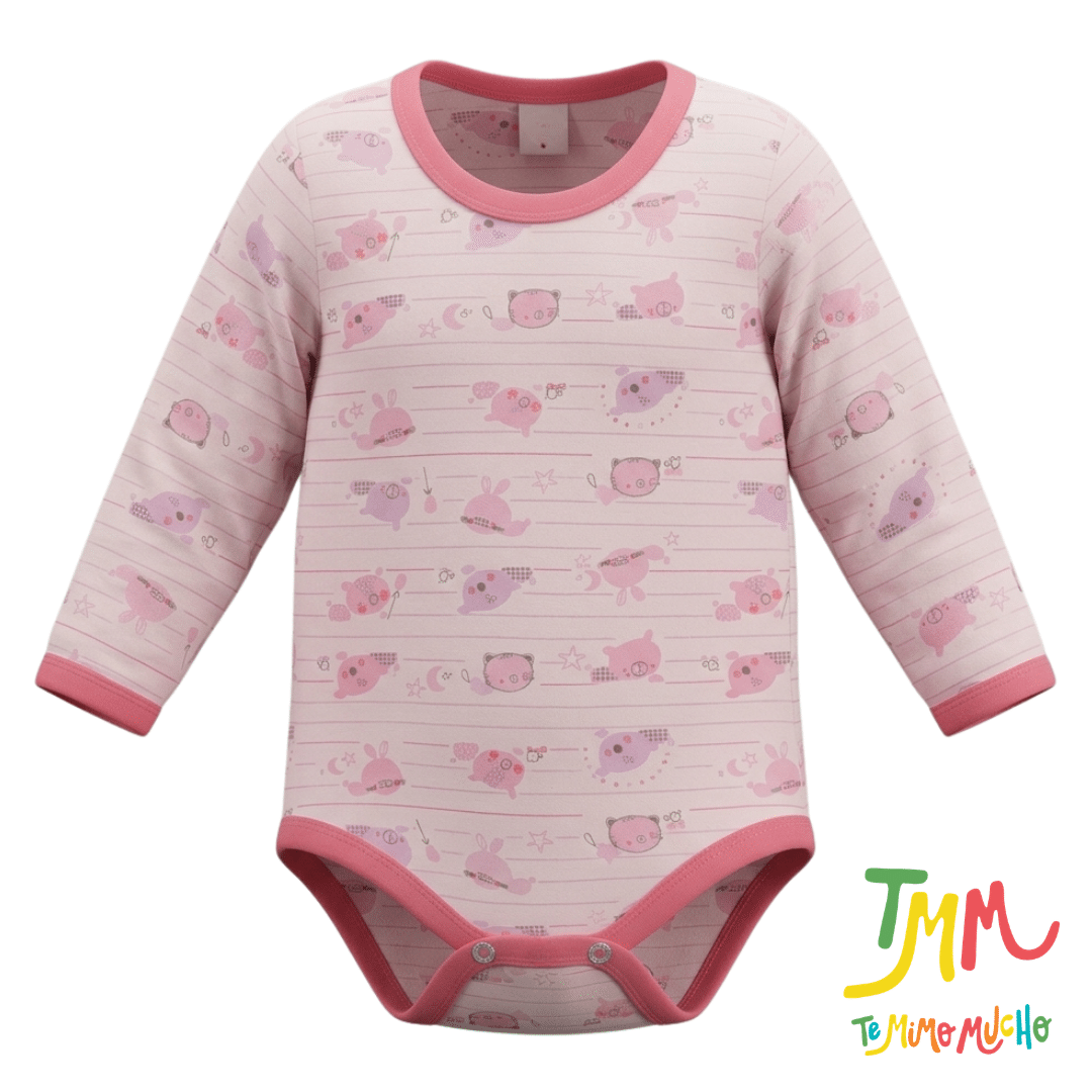 Body manga larga Ositos Rosa
