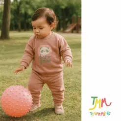 Conjunto Panda  Naranjo buzo y pantalon Rosa Viejo