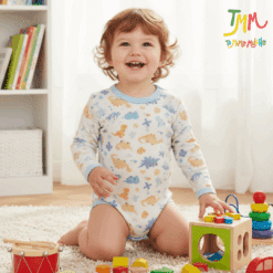 Body manga larga Dino celeste